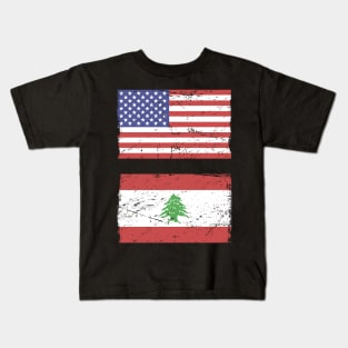 American & Lebanese Flag | Lebanon Graphic Kids T-Shirt